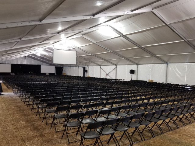 corporate tent rental presentation seating