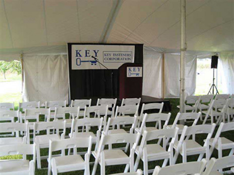 corporate tent rental podium speaking